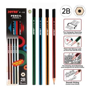 Jual PENCIL TULIS KOMPUTER 2B JOYKO P-112 PENSIL HITAM UJIAN ULANGAN UN