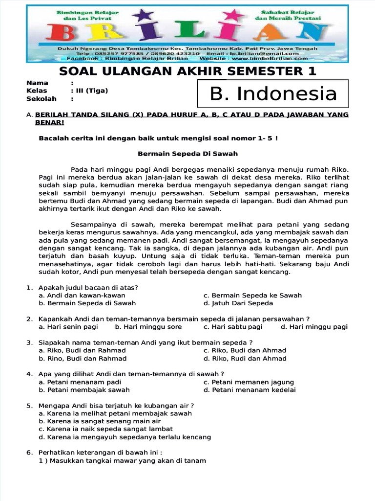 7 Contoh Soal HOTS Bahasa Indonesia Kelas 3 SD yang Wajib Dikuasai Siswa di Tahun 2026 7 Contoh Soal HOTS Bahasa Indonesia Kelas 3 SD yang Wajib Dikuasai Siswa di Tahun 2026