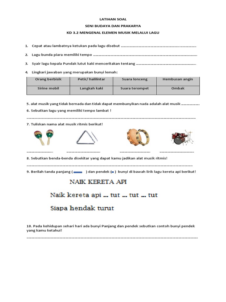contoh soal kd 3 2 muatan sbdp kelas 3 sd contoh soal kd 3 2 muatan sbdp kelas 3 sd
