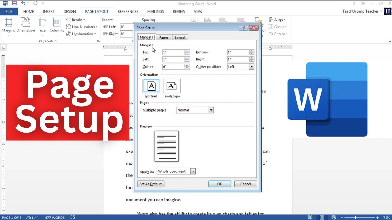 Page Set Up Setting Page Settings In Word TAVSK