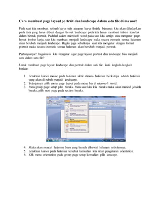 7 Rahasia Cara Mengubah Orientation Kertas di Word dalam Berbeda Halaman, Ternyata Semudah Ini