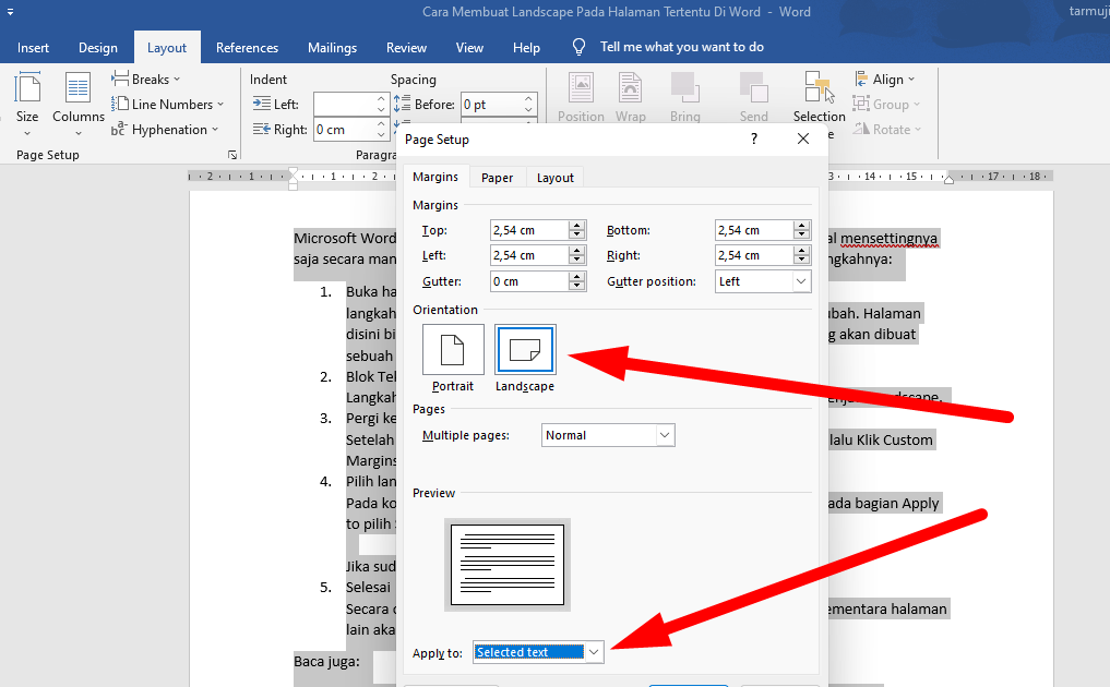 Cara Mengubah Orientation File Word Menjadi Landscape di Page Tertentu Tanpa Merusak Halaman Lain