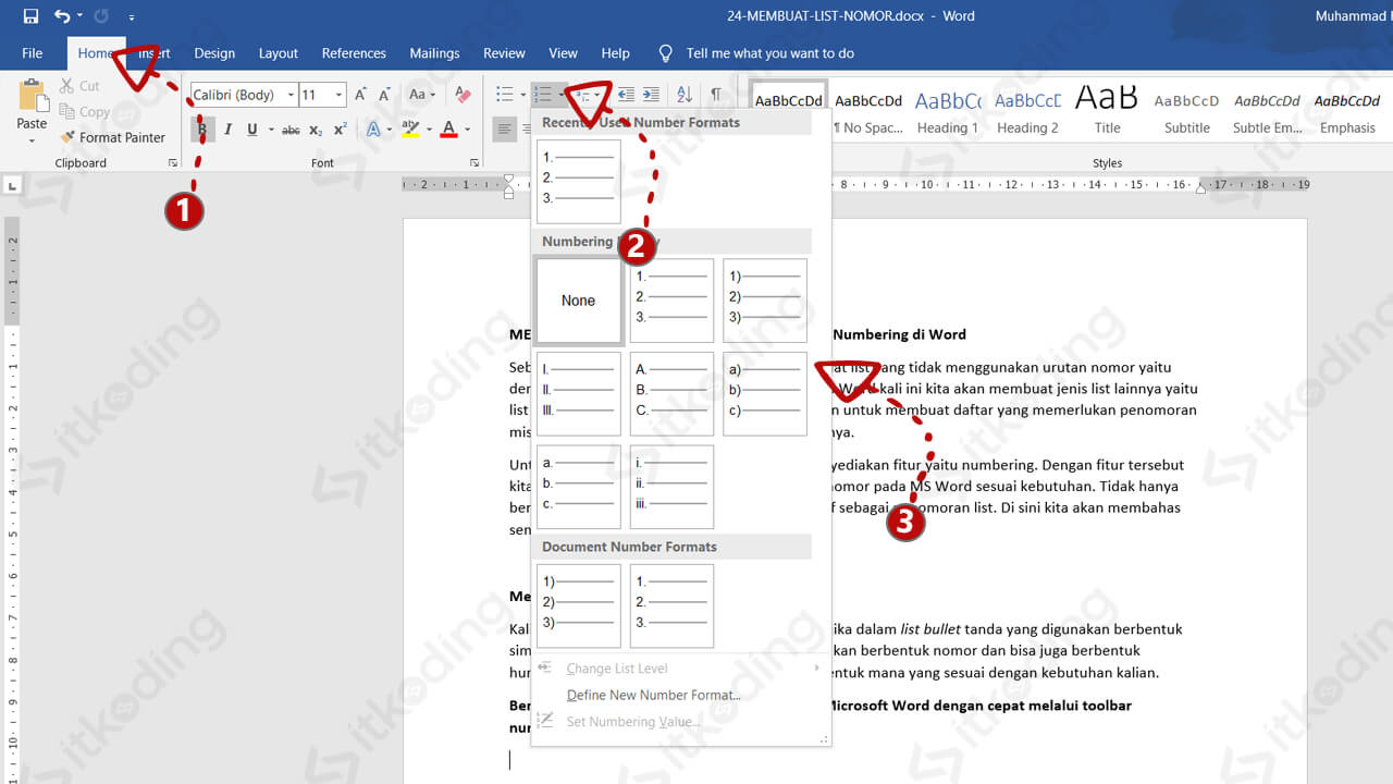 How To Create A Numbering List In Word