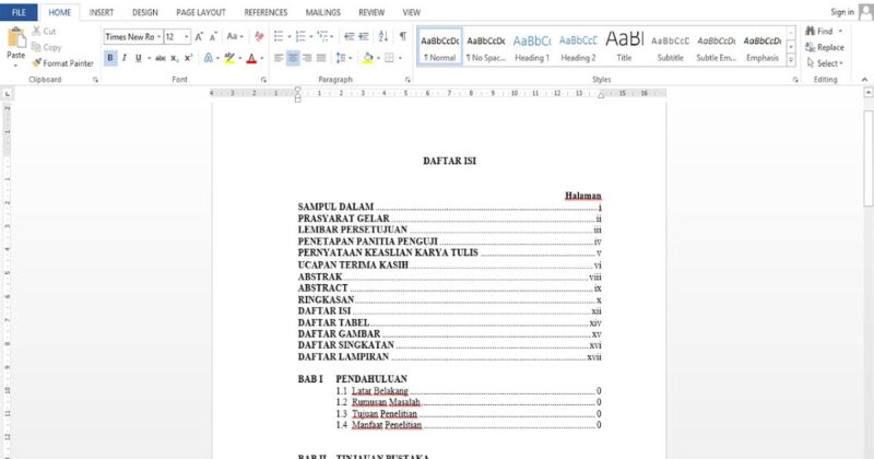 Cara Membuat Daftar Isi Otomatis di Word Ikuti Tipsnya Berikut Ini