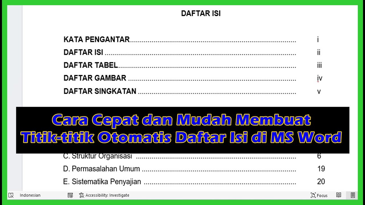Cara Membuat Daftar Isi Titik Titik Otomatis Di Microsoft Word - Free